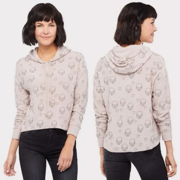 Chaser Tops - CHASER Little Pink Skulls Sweatshirt Hoodie